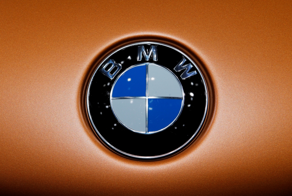 The logo of BMW is pictured on a car during the 88th Geneva International Motor Show in Geneva, Switzerland, March 7, 2018. REUTERS/Denis Balibouse
