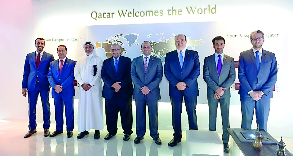 Officials at the Qatar Pavillion at ITB Berlin 2018.