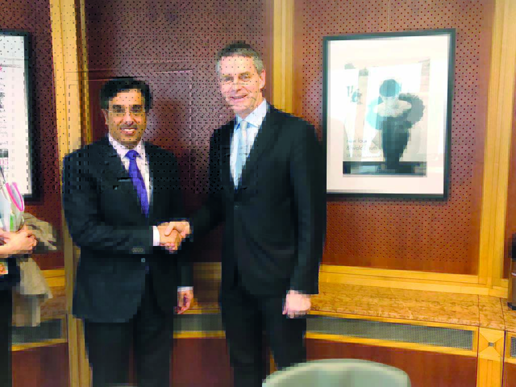 Dr Ali bin Smaikh Al Marri, Chairman of Qatar National Human Rights Committee (QNHRC), with Johan Verkammen, Director of the Middle East and North Africa Department at the Ministry of Foreign Affairs in Belgium, in  Brussels, yesterday.