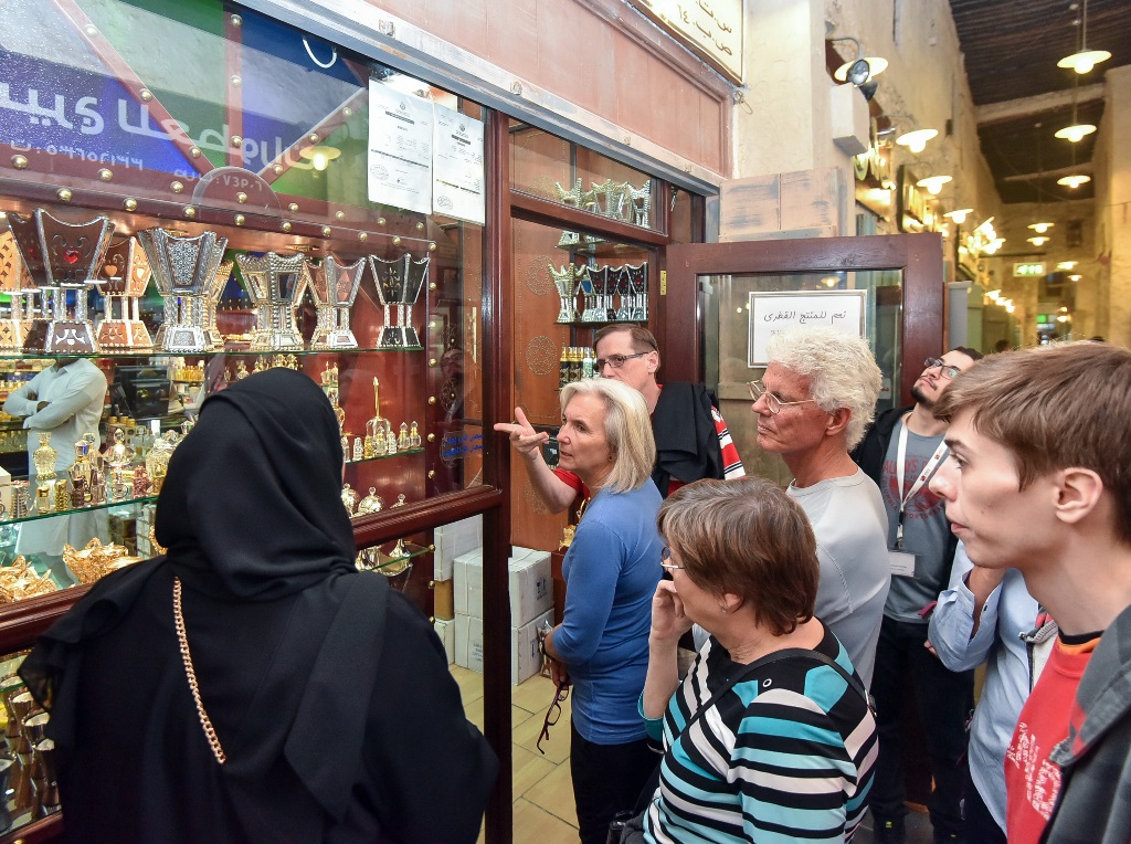 File picture of tourists as part of shopping tour in Souq Waqif.