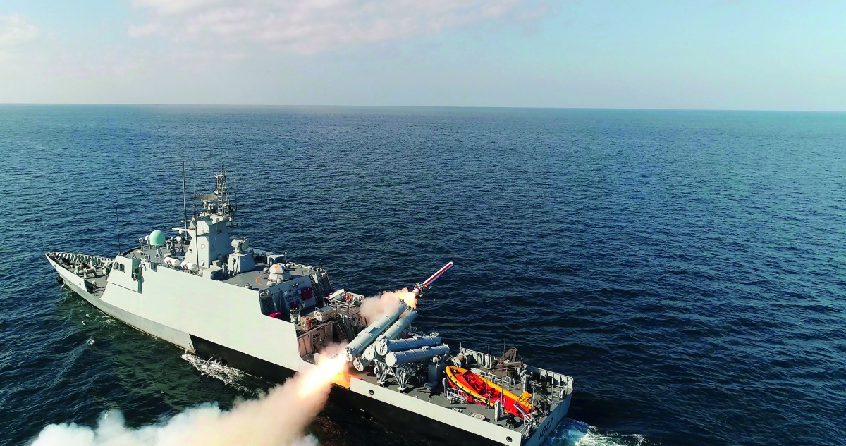 Pakistan Navy Ship Himmat fires surface to surface anti-ship missile during a drill. 