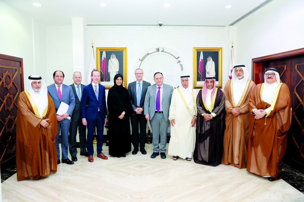 Speaker of the Advisory Council H E Ahmed bin Abdullah bin Zaid Al Mahmoud with visiting Canadian  parliamentary delegation.