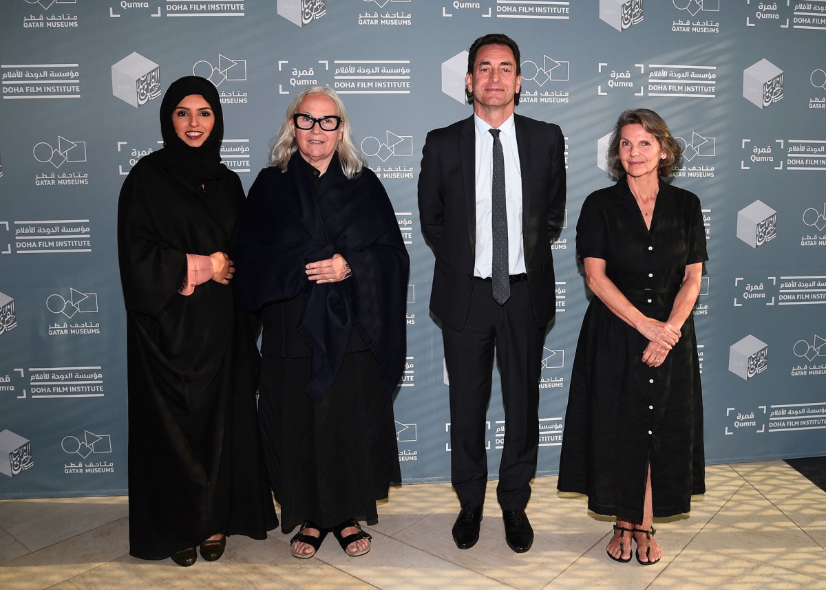 Brigitte Lacombe (second from left) with other officials during the Qumra Talks.