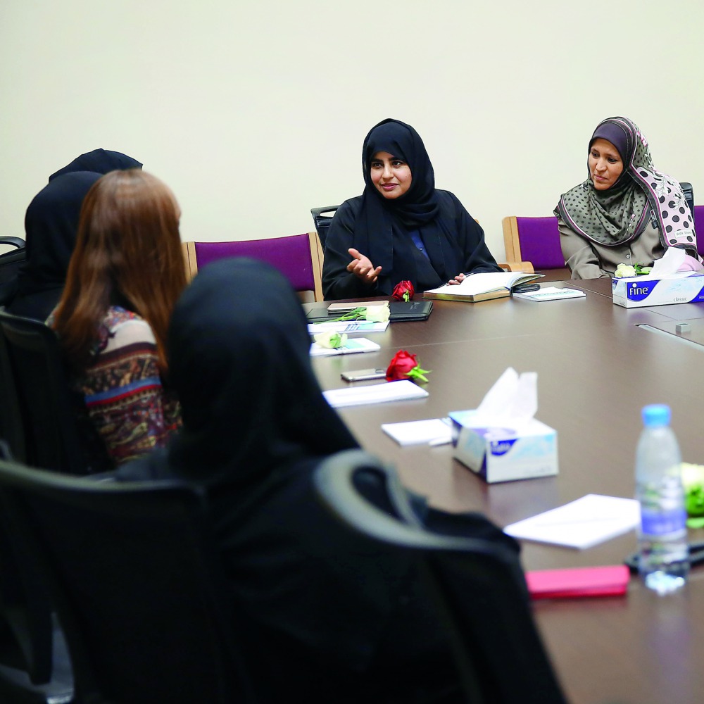 QU VP for Research and Graduate Studies, Prof Mariam Al Maadeed,  during an interaction with other participants during the panel discussion organised by Qatar University. 