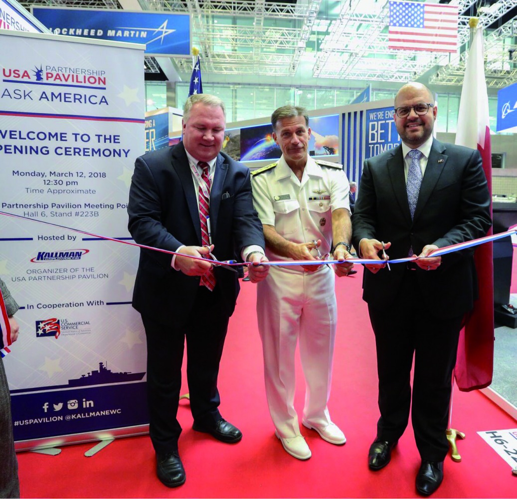 Charge d’Affaires at the US Embassy in Qatar, Ryan Gliha (right), during the inauguration of the US pavilion at the  DIMDEX 2018, at QNCC yesterday.