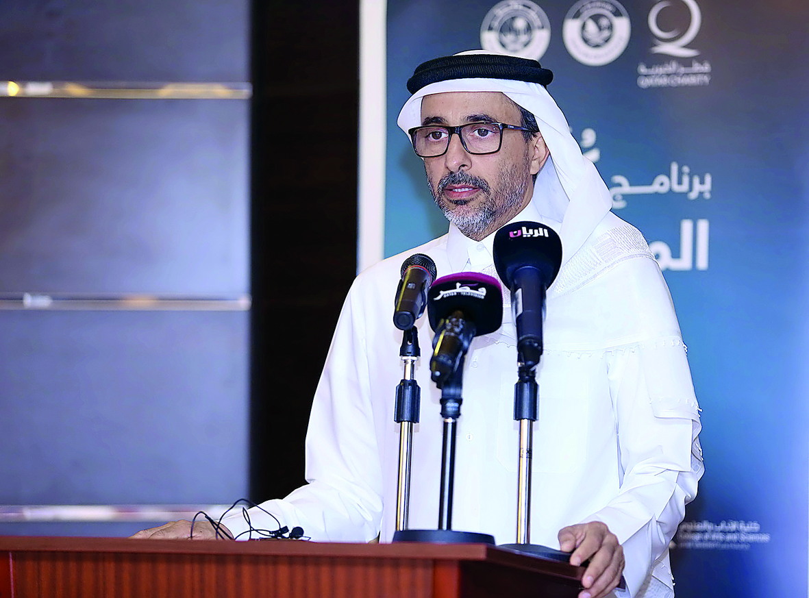 Minister of Culture and Sports H E Salah bin Ghanem Al Ali speaking at the event.