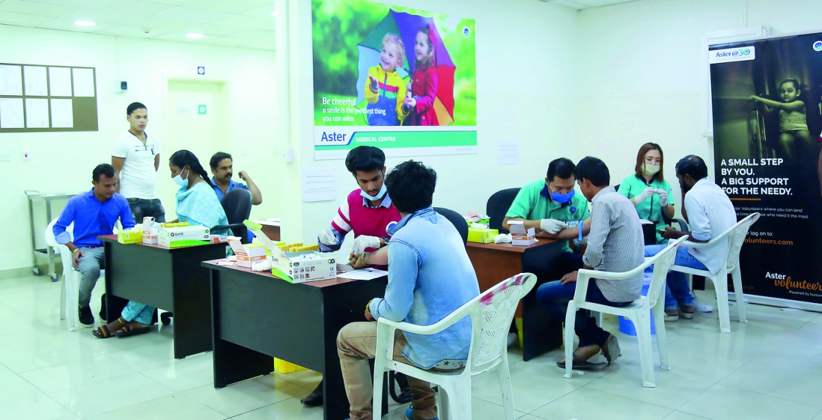 Aster healthcare practitioners conduct tests in patients as part of  its volunteers programme. 