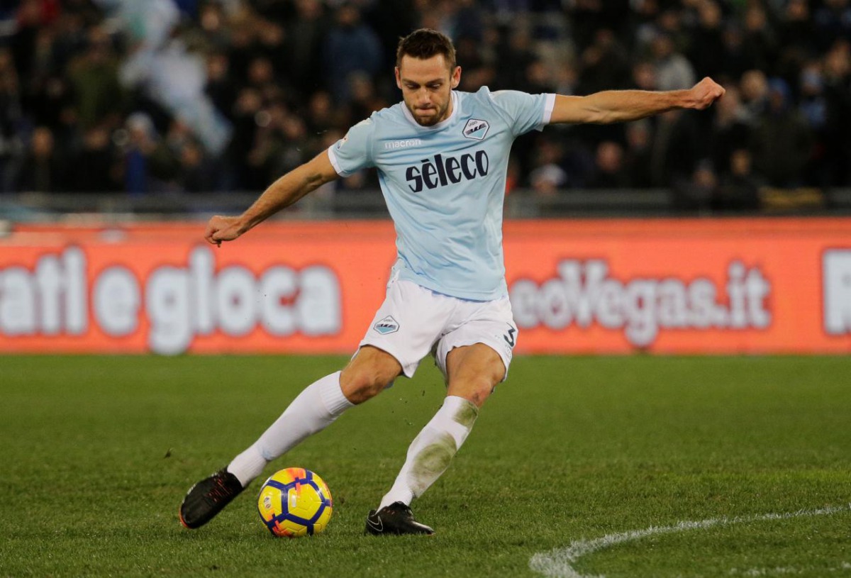 Lazio’s Stefan de Vrij shoots at goal against Genoa,  Stadio Olimpico, Rome, Italy,  February 5, 2018. Reuters/Max Rossi
