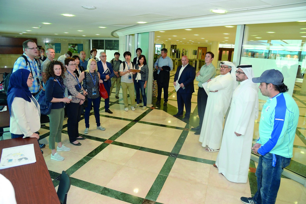 Qatar Gymnastics Federation’s (QGF) President Ali Ahmed Al Hitmi and other officials having discussions with the International Gymnastics Federation (FIG) delegation during their visit to the Aspire Dome yesterday. Aspire Dome will host the 48th FIG Artis