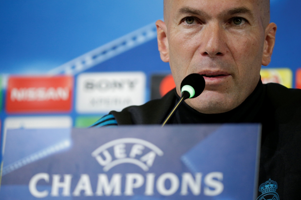 Real Madrid coach Zinedine Zidane during the press conference REUTERS/Max Rossi

