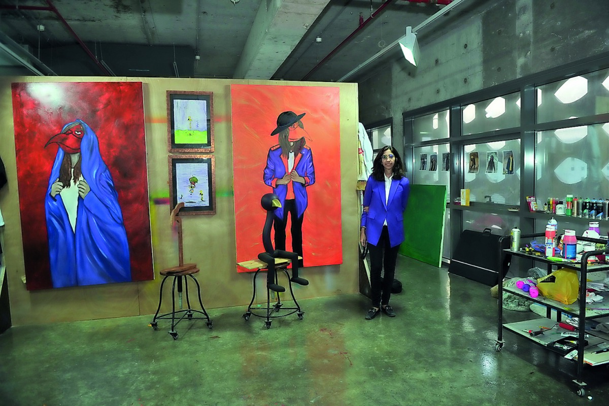 Resident artists Fatima Mohammed at the Open Studio event held at Fire Station yesterday.  Pic: Baher Amin / The Peninsula