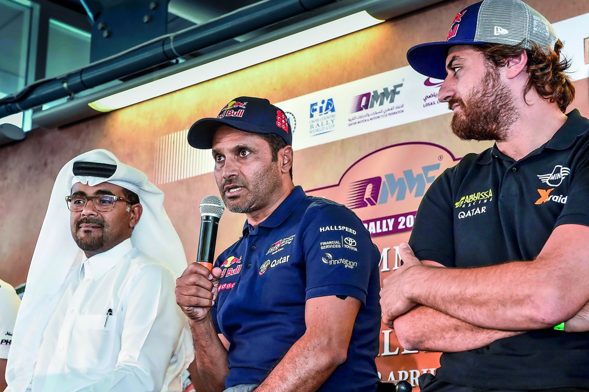 QMMF President Abdulrahman Al Mannai,  Nasser Saleh Al Attiyah and Mohamed Abu Issa 