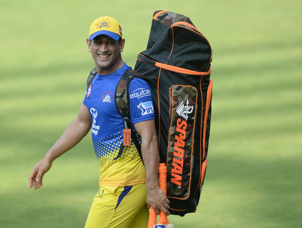 Chennai Super Kings captain Mahendra Singh Dhoni arrives for the training session at the Wankhede Stadium in Mumbai on April 6, 2018. Chennai Super Kings plays against Mumbai Indians during the 2018 Indian Premier League (IPL) Twenty20 cricket tournament 