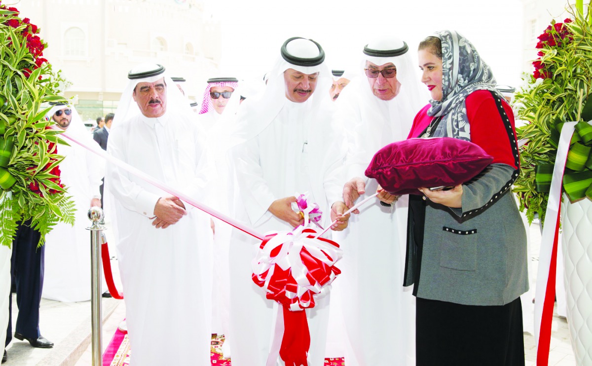 Sheikh Abdullah bin Ali bin Jabor Al Thani (third right), Chairman, Commercial Bank, inaugurates the bank’s Al Ruwais branch as Hussein Ibrahim Al Fardan (second left), Vice-Chairman and other Commercial Bank officials look on. 