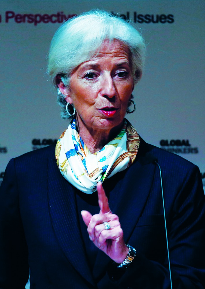 International Monetary Fund (IMF) Managing Director, Christine Lagarde, delivers a speech at the University of Hong Kong, in Hong Kong, China April 11, 2018. Reuters/Bobby Yip