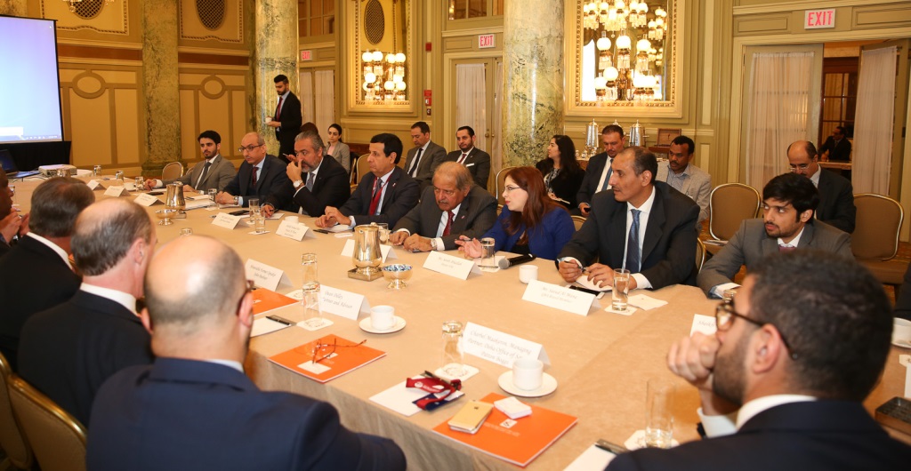 Chairman of the Qatari Businessmen Association Sheikh Faisal bin Qassim al-Thani and other dignitaries at one of the sessions.