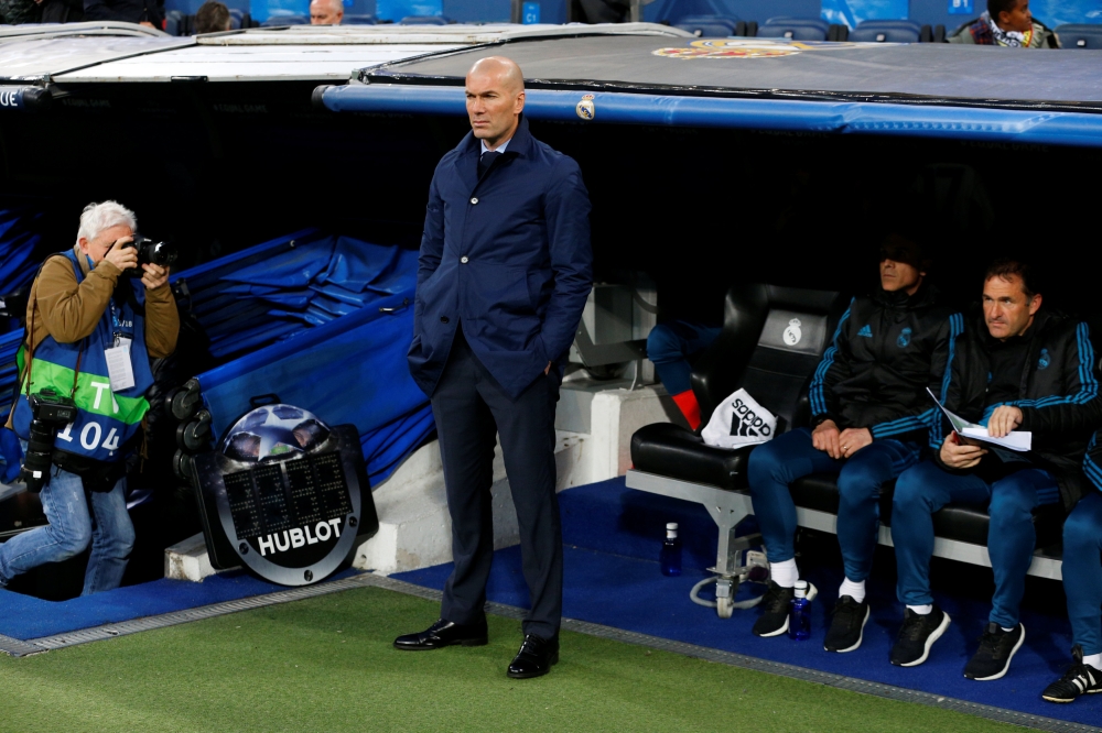 Real Madrid coach Zinedine Zidane before the match REUTERS/Paul Hanna
