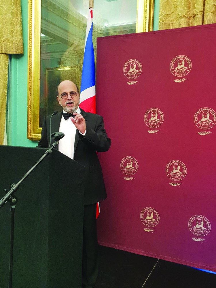 Doha Bank CEO Dr R Seetharaman speaking at the London Summit of Leaders Achievements Forum 2018.