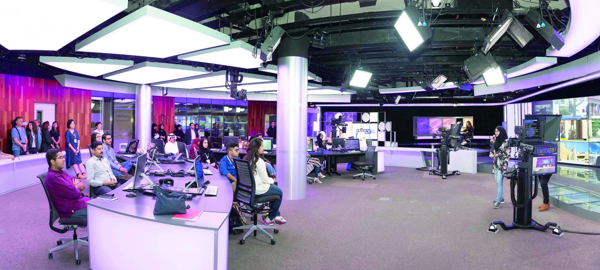 Meeting in its new state-of-the-art Newsroom, NU-Q students explained to the newest class what life was like for a student at NU-Q.