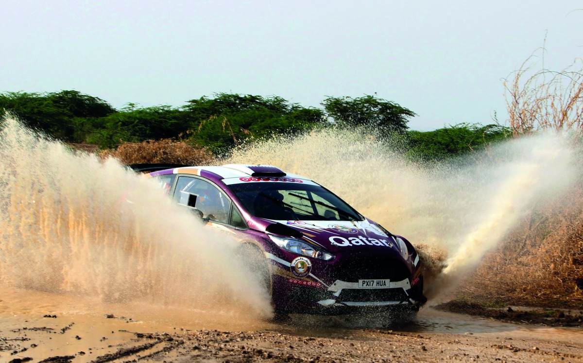 Qatar’s Nasser Saleh Al Attiyah makes a splash during the final stage of the Jordan Rally 2018, part of the FIA Middle East Rally Championship yesterday.