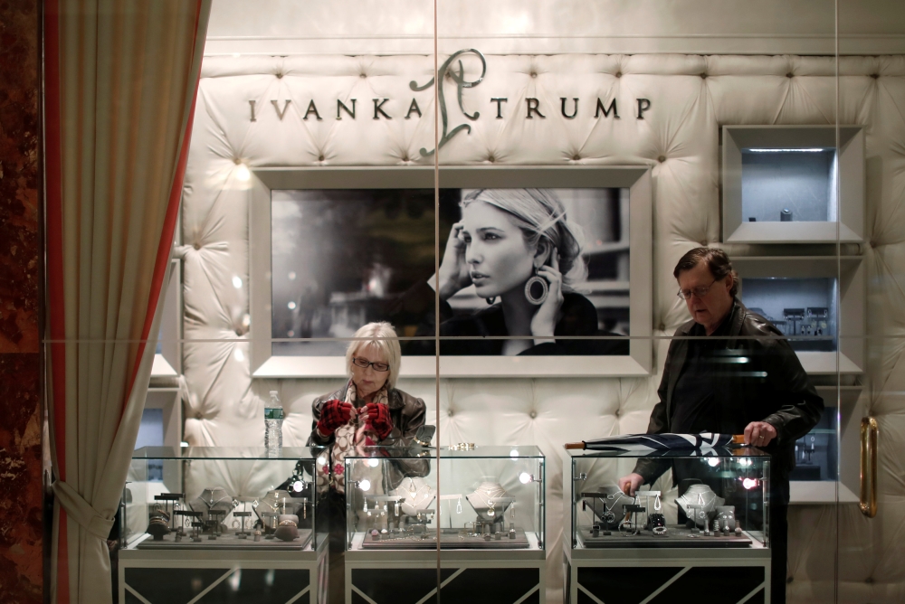 People look at items for sale in the Ivanka Trump shop inside Trump Tower in New York City, April 25, 2017. Reuters/Mike Segar