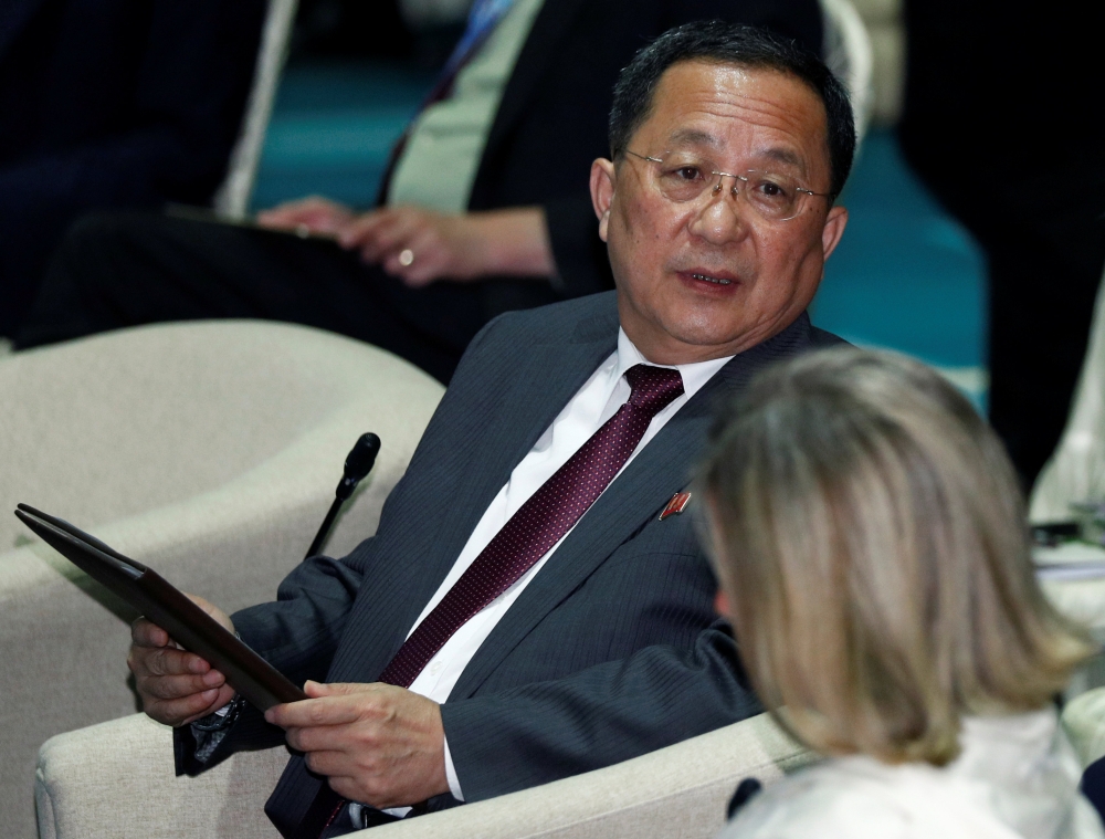 North Korea's Foreign Minister Ri Yong Ho attends the Asean Regional Forum Retreat Session in Singapore August 4, 2018. (REUTERS/Edgar Su)