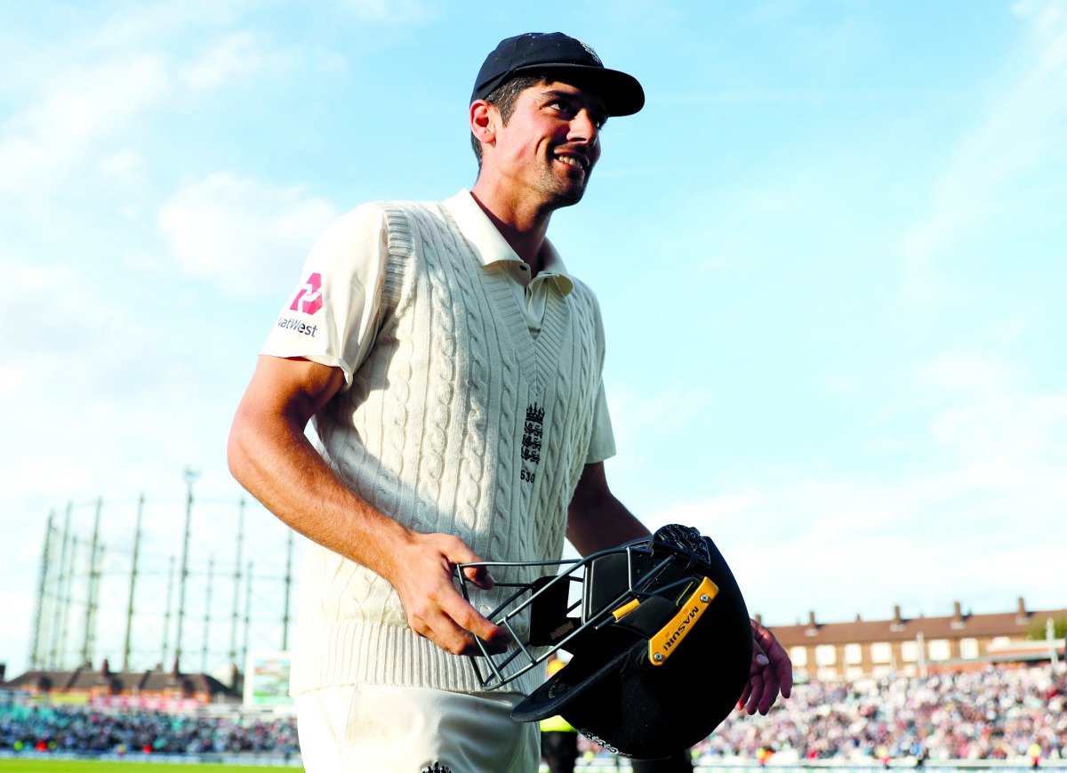 England's Alastair Cook leaves the pitch at the end of play. Reuters/Paul Childs 
