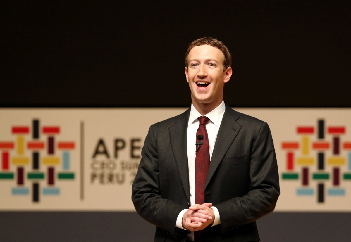 Facebook founder Mark Zuckerberg addresses the audience during a meeting of the APEC CEO Summit in Lima, Peru, November 19, 2016. Reuters/Mariana Bazo