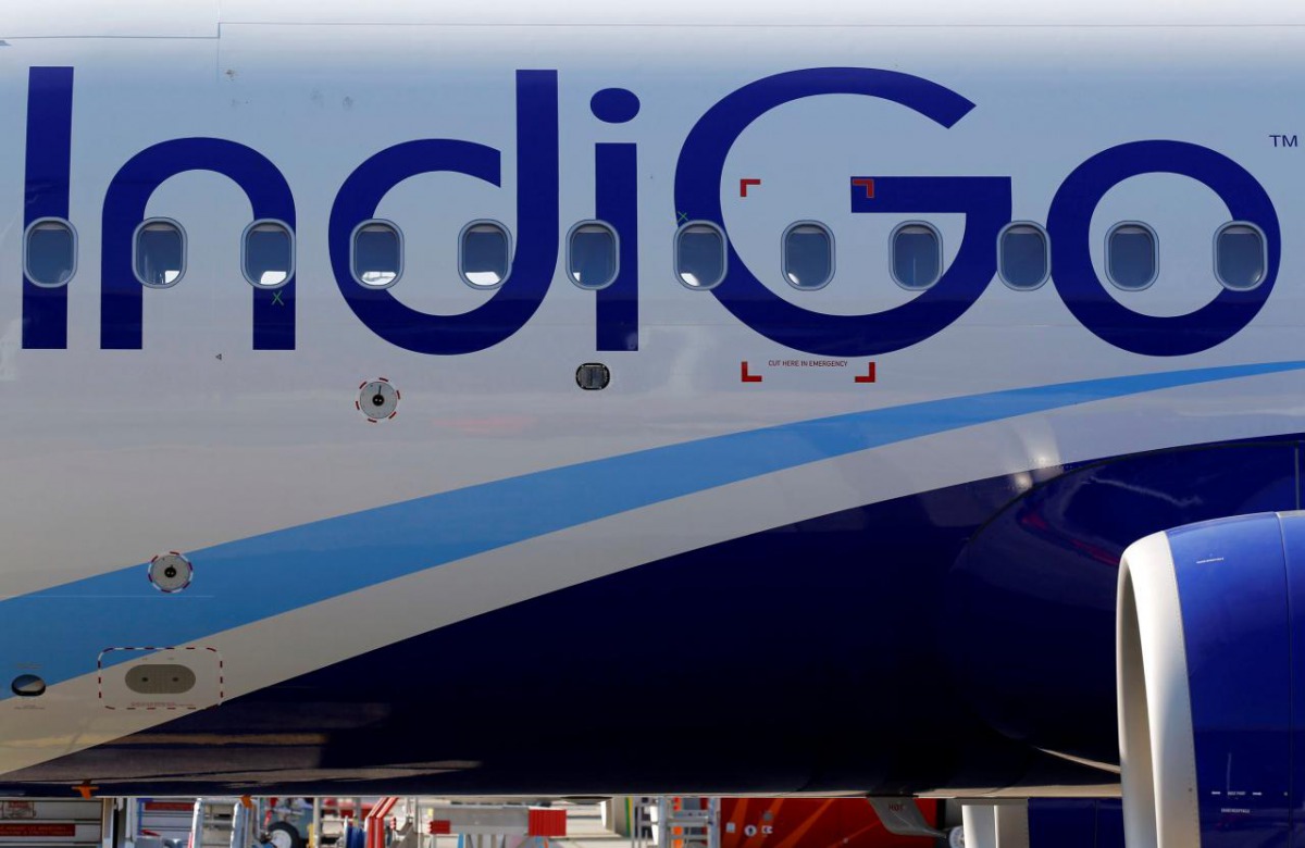 The logo of IndiGo Airlines is pictured on passenger aircraft on the tarmac in Colomiers near Toulouse, France, July 10, 2018. REUTERS/Regis Duvignau/Files