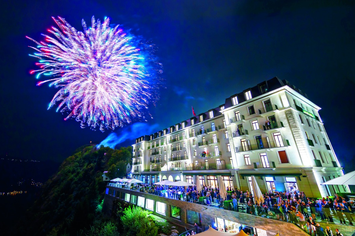 A distant view of Burgenstock Resort during the opening celebrations, yesterday. 