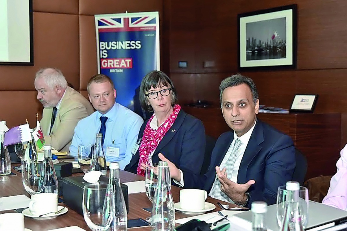 British Ambassador to the State of Qatar, Ajay Sharma (right), with the visiting delegation from the Food and Drink division of the Welsh Government.