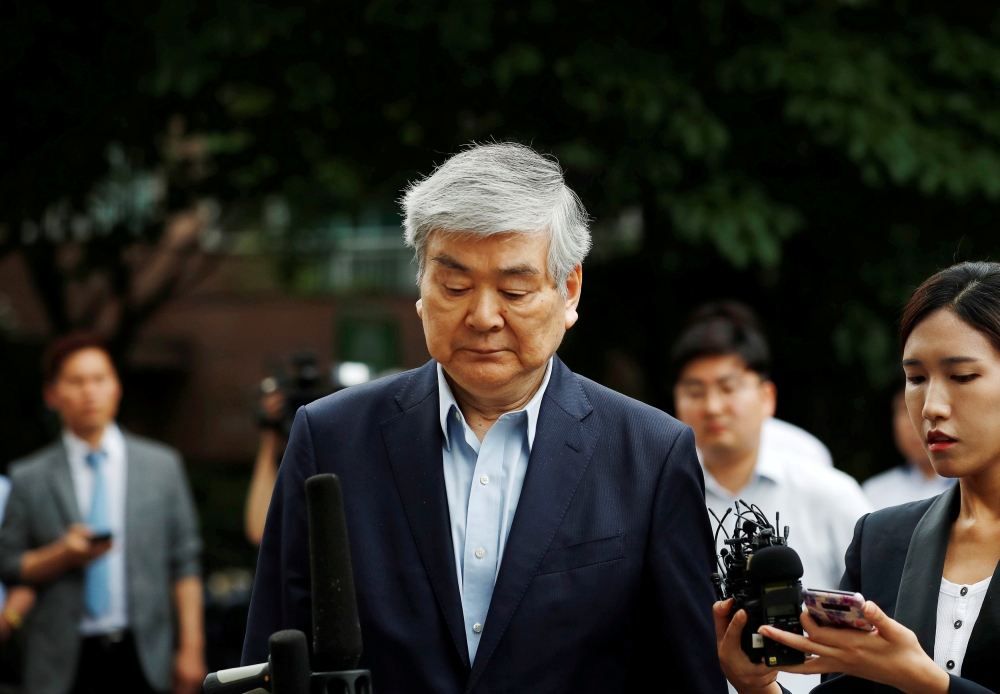 File photo of Korean Air Lines Chairman Cho Yang-ho arrives at a court in Seoul, South Korea, July 5, 2018. REUTERS/Kim Hong-Ji/File Photo
