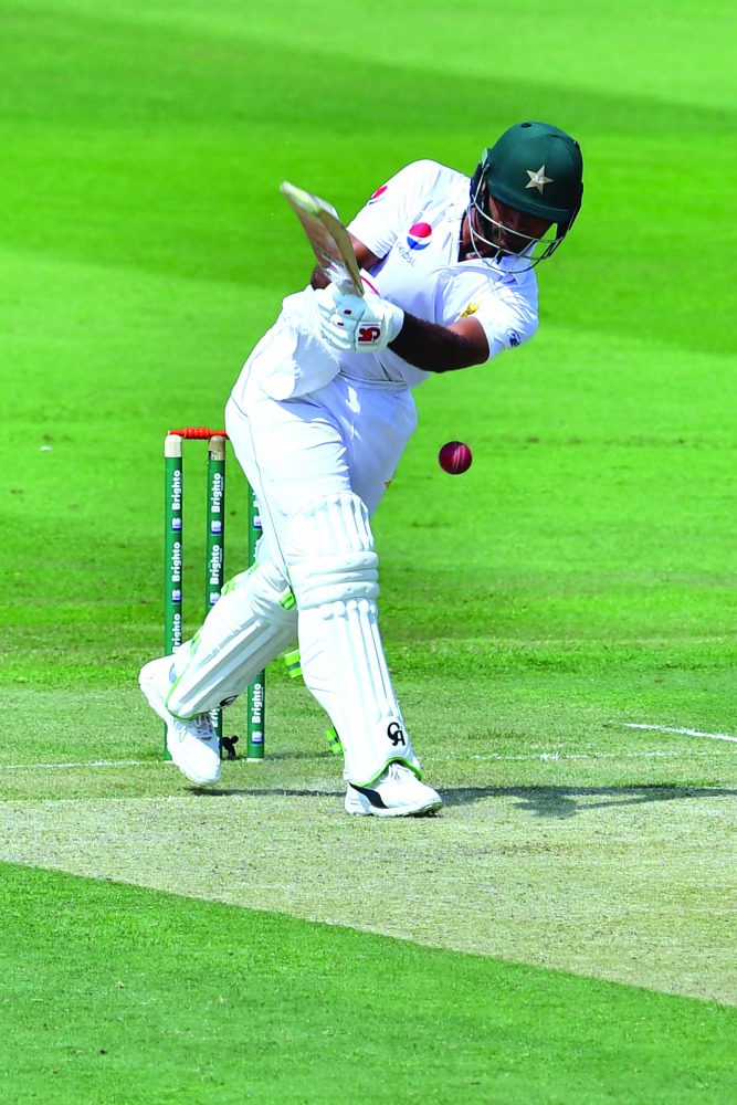 Pakistani cricketer Fakhar Zaman plays a shot during day one of the second Test cricket match in the series between Australia and Pakistan at the Abu Dhabi Cricket Stadium in Abu Dhabi on October 16, 2018. AFP / Giuseppe Cacace
