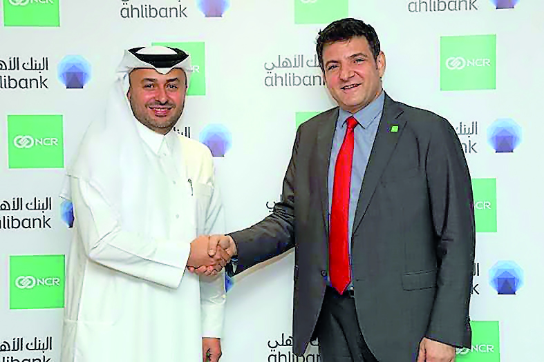 Hassan Al Efrangi (left), Deputy CEO, Retail and Private Banking, Ahlibank with Wael El Aawar, Vice-President Sales, NCR Banking, in the Middle East and Africa region.