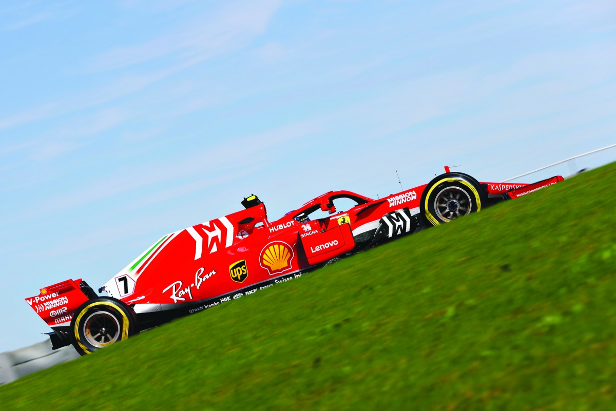 Ferrari’s Kimi Raikkonen of Finlandin driving during the United States Formula One Grand Prix at Circuit of The Americas in Austin, United States yesterday. Raikkonen won the race to end his 113-race victory drought.

