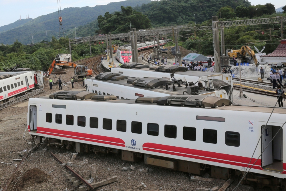An overturned train is seen in Yilan, Taiwan October 22, 2018. REUTERS/Eason Lam