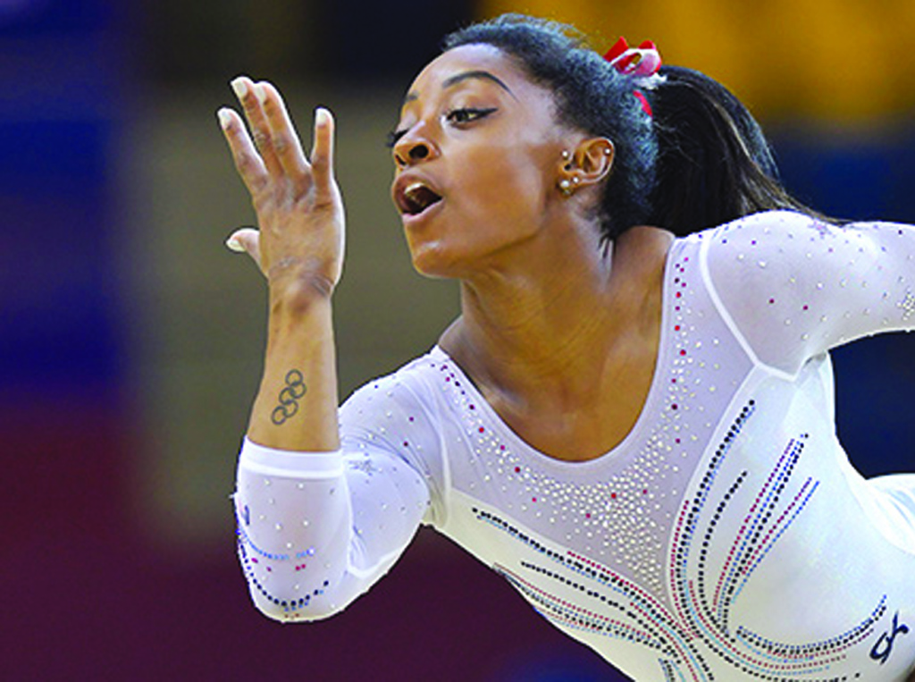 Simone Biles of the US  competing during the FIG Artistic Gymnastics World Championships, in Doha in this file picture.