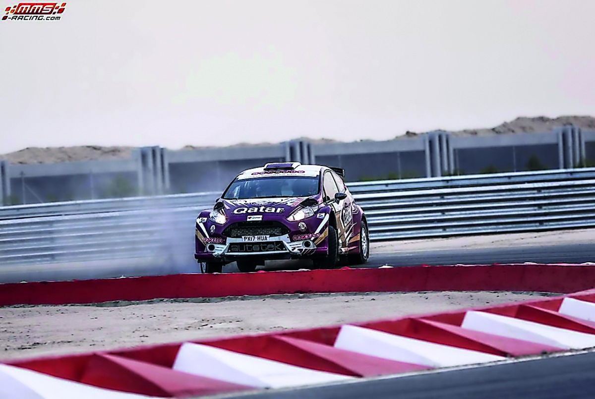 Qatar’s Nasser Saleh Al Attiyah  competing in the super special stage of the Kuwait International Rally at Kuwait Motor Town yesterday.
