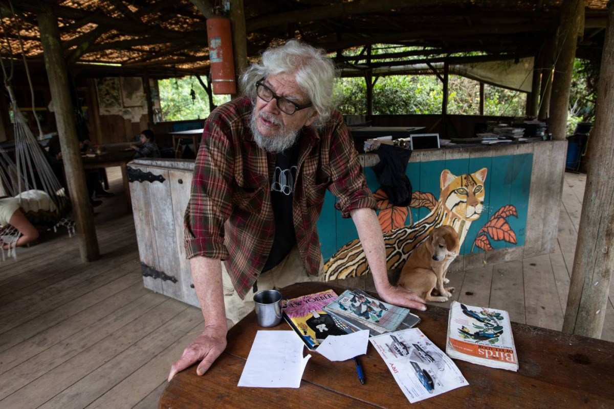 Josef DeCoux, director of Los Cedros protected forest, looks up at a mountain ridge where ENAMI is exploring for a potential mine in Ecuardor, July 17, 2018. Thomson Reuters Foundation/Johnny Magdaleno