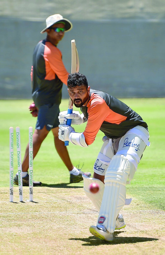 India's Murali Vijay practises in the nets ahead of the first cricket Test at the Adelaide Oval in Adelaide on December 5, 2018. AFP / Peter Parks 