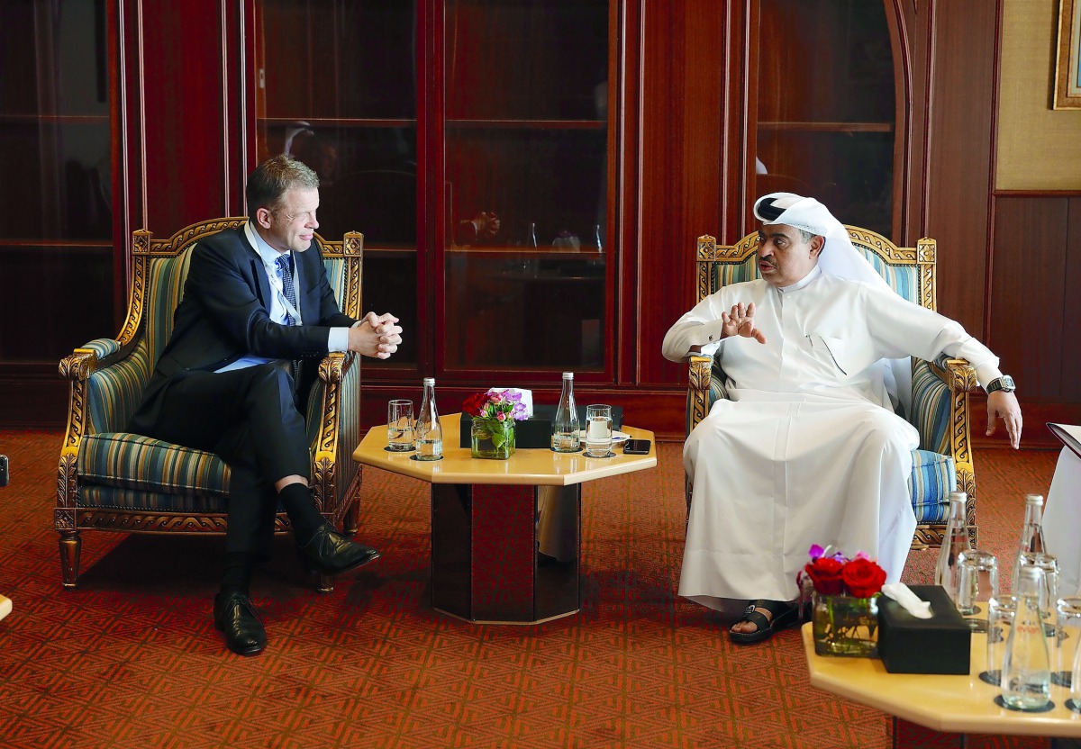 H E Ali bin Ahmed Al Kuwari, Minister of Commerce and Industry, with Christian Sewing, CEO of Deutsche Bank.