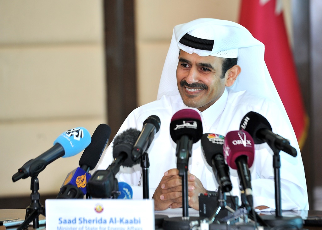 File photo of Minister of State for Energy Affairs H E  Saad Sherida Al Kaabi, addressing the media at a briefing held at the Qatar Petroleum headquarters in Doha. Pic: Salim Matramkot/The Peninsula