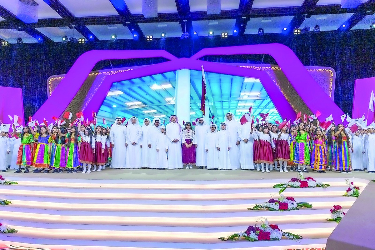 Prime Minister and Interior Minister H E Sheikh Abdullah bin Nasser bin Khalifa Al Thani attending an operetta organised by the Ministry of Education and Higher Education at Katara Cultural Village to mark National Day celebrations, yesterday.