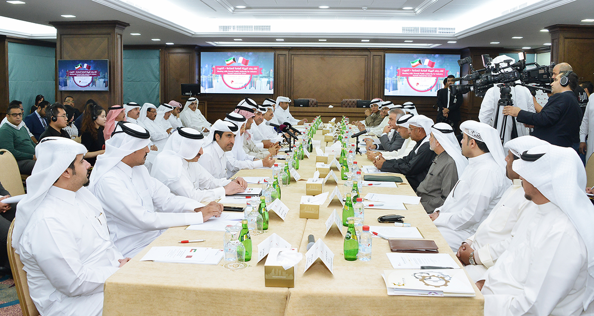 Qatar Chamber First Vice-Chairman Mohamed bin Ahmed bin Towar Al Kuwari chairing a joint meeting with an industrial, business delegation from Kuwait headed by Director-General of the Public Authority for Industry (PAI), Abdel Kareem Taqi Abdel Kareem.