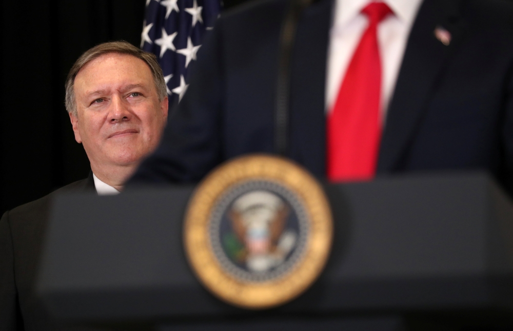 Secretary of State Mike Pompeo takes part in the swearing-in ceremony for the first female director Central Intelligence Agency Gina Haspel at Langley, May 21, 2018. Reuters / Kevin Lamarque