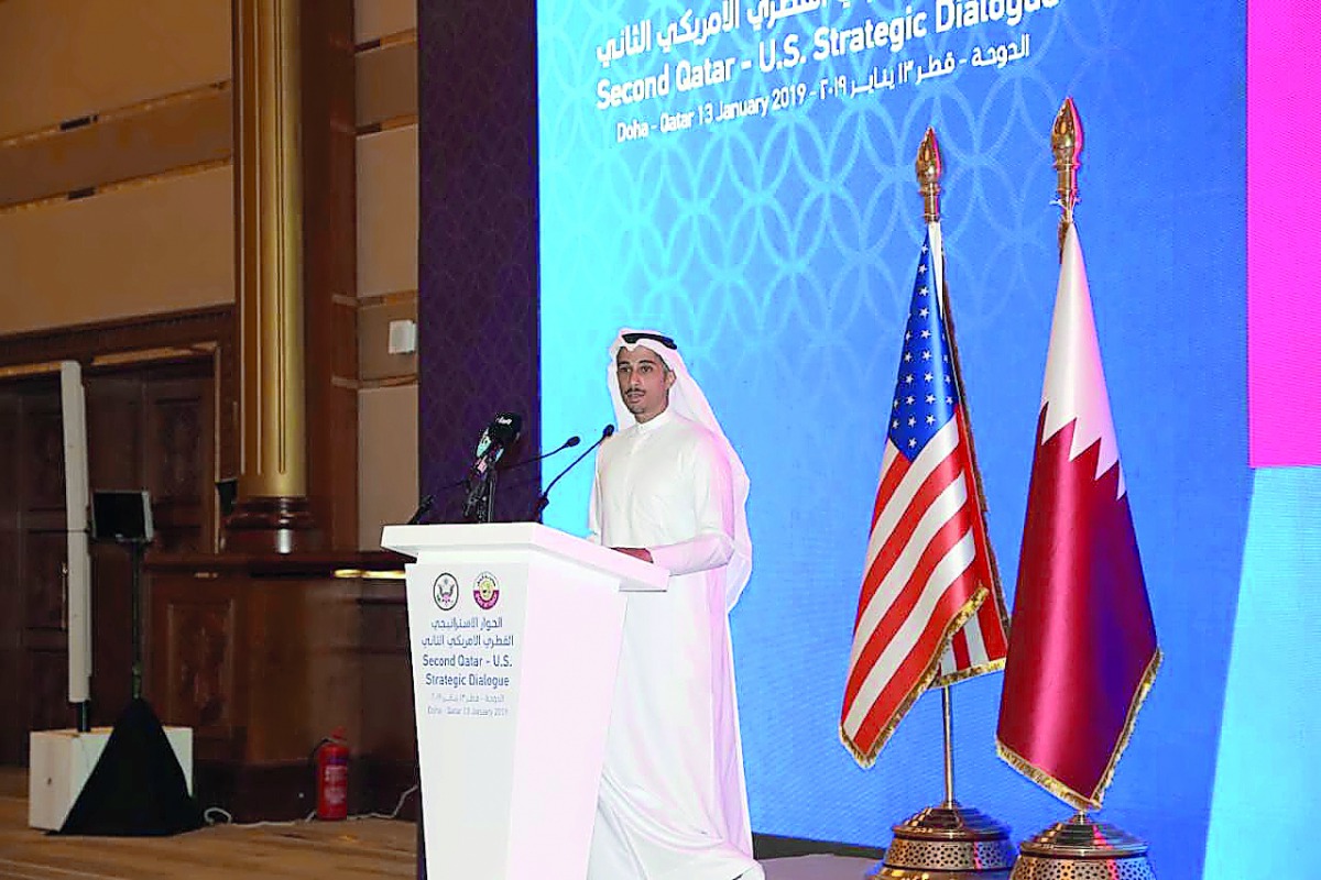 QFZA Deputy Chief Executive Abdulla Al Misnad making the presentation on the sidelines of the Second US-Qatar Strategic Dialogue.