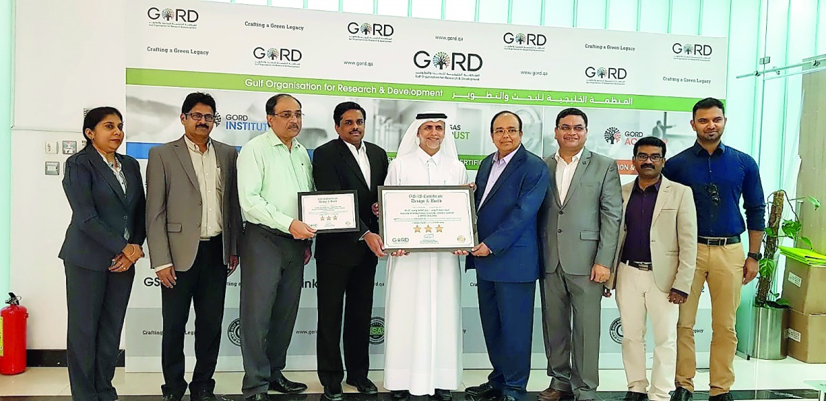 Galfar Al Misnad’s Executive Director and team receive the GSAS award from GORD Founding Chairman, Dr Yousef Al Horr.