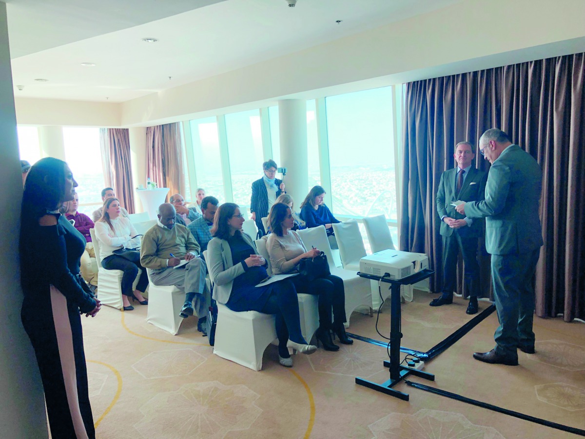 An official addressing the media persons.