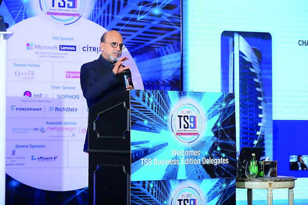 Dr R Seetharaman, CEO of Doha Bank, addressing the TS9- Business Edition Networking Session at  The Ritz-Carlton Doha.