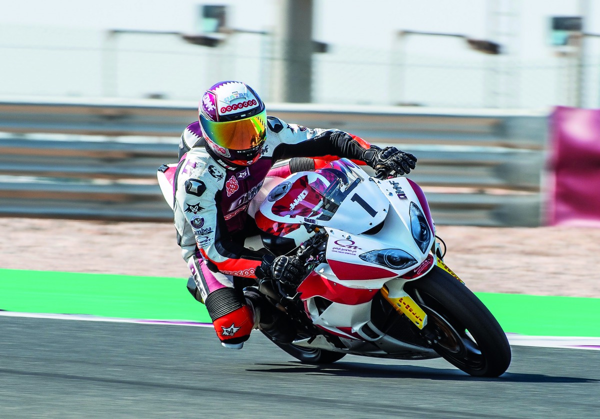 Qatari rider Saeed Al Sulaiti in action during Free Practice 2 of the fourth round of Qatar Superstock 600 at the Losail International Circuit, yesterday.